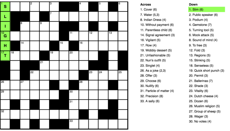 Pure CSS Crossword (CSS Grid) – Bram.us