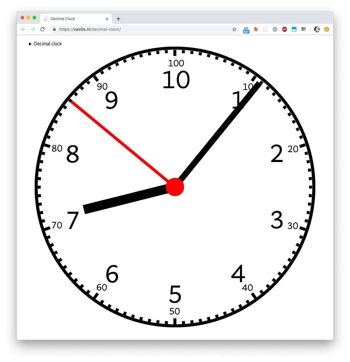 100 minute time clock chart