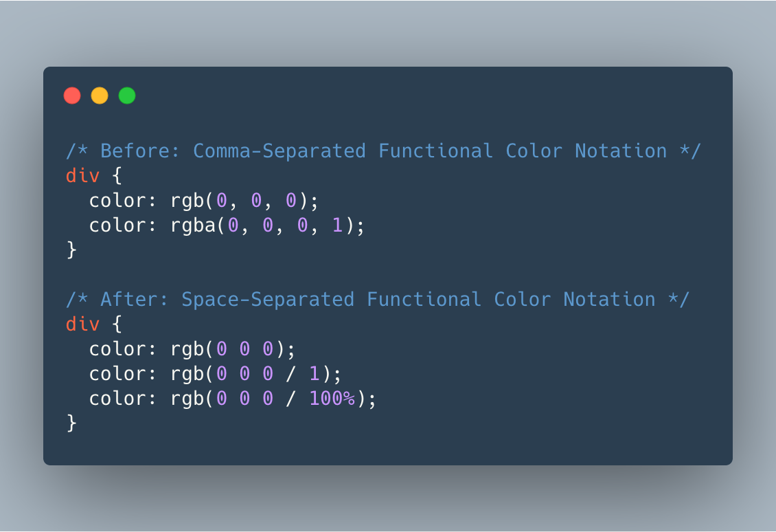 Colors in CSS: Hello Space-Separated Functional Color Notations –