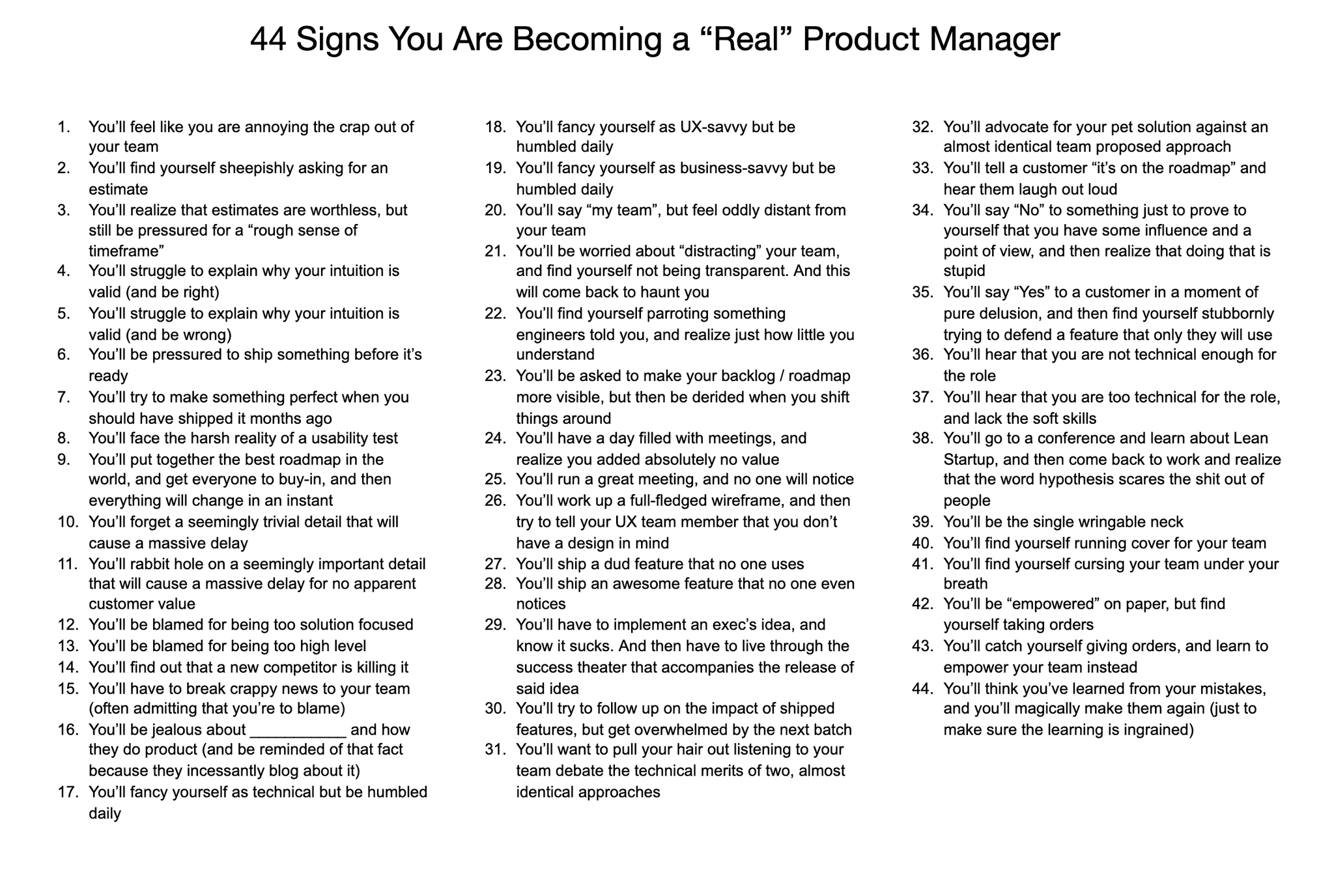 44 Signs You Are Becoming a “Real” Product Manager – Bram.us