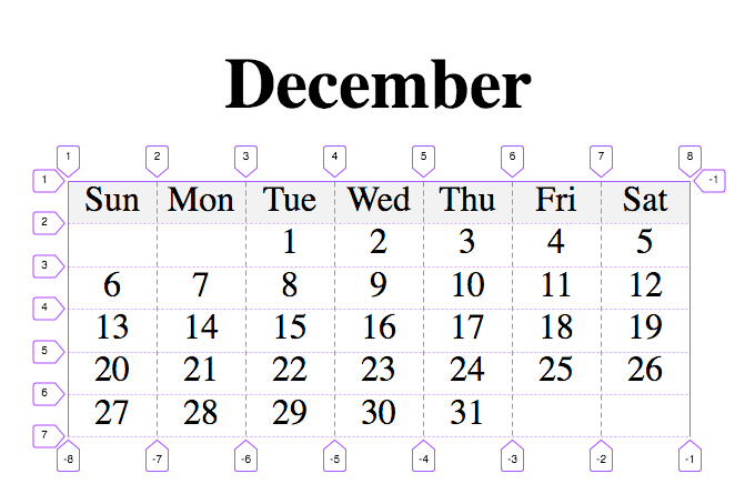 A Calendar in Three Lines of CSS – Bram.us