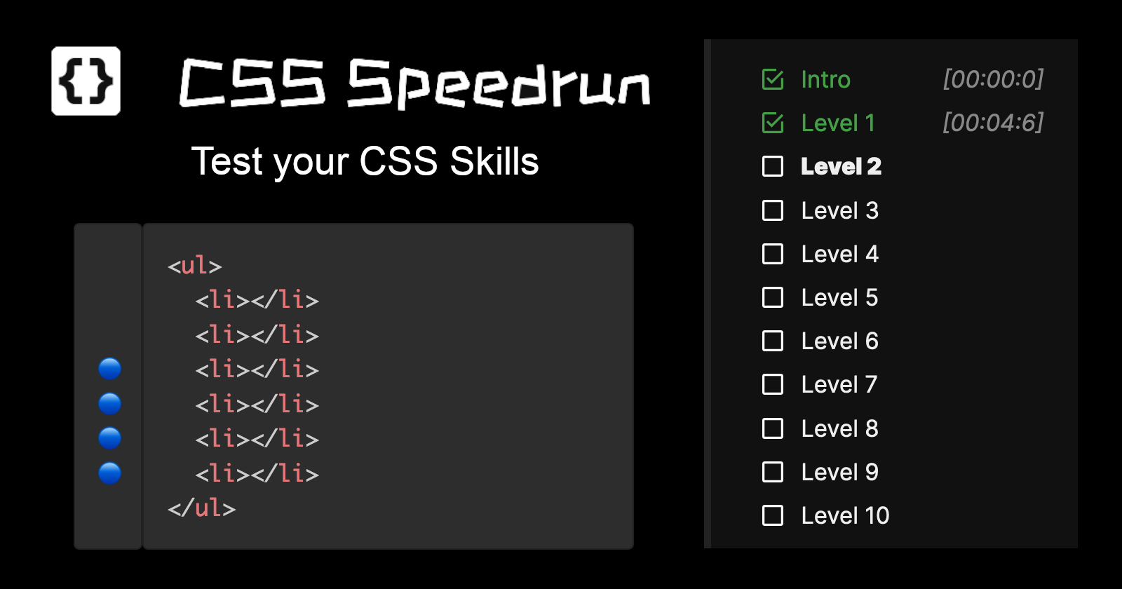 Test Your CSS Selector Skills With CSS Speedrun Bram us